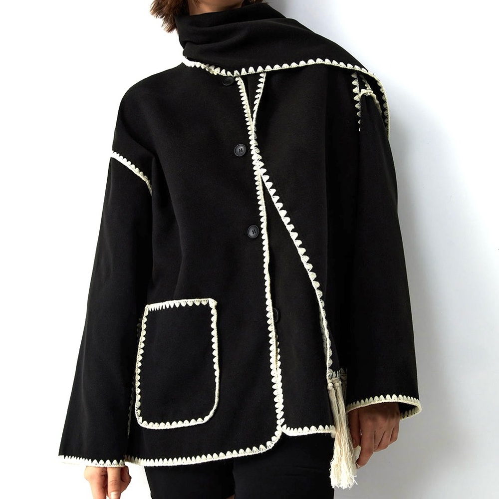 Commense Contrast Trim Jacket (just the jacket, no scarf) - Size L - Picture 1 of 16